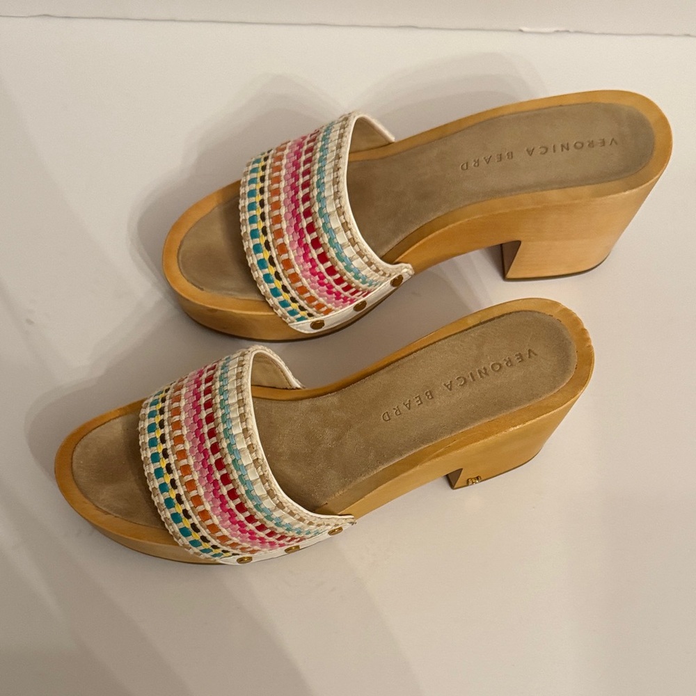 Veronica Beard 8-1/2 HannaLee Colorful Woven Clog Mules - Picture 4 of 16